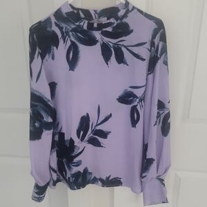 Worthington Lavender and Navy Floral Blouse